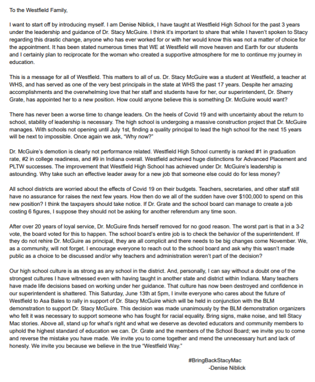We want honesty, transparency, and community members want representation. I will be the voice for those who are scared for their careers and want to make sure they are heard! 

<a href="/wwsweb/">WWS</a> @DrGrateWWS #bringbackstacymac