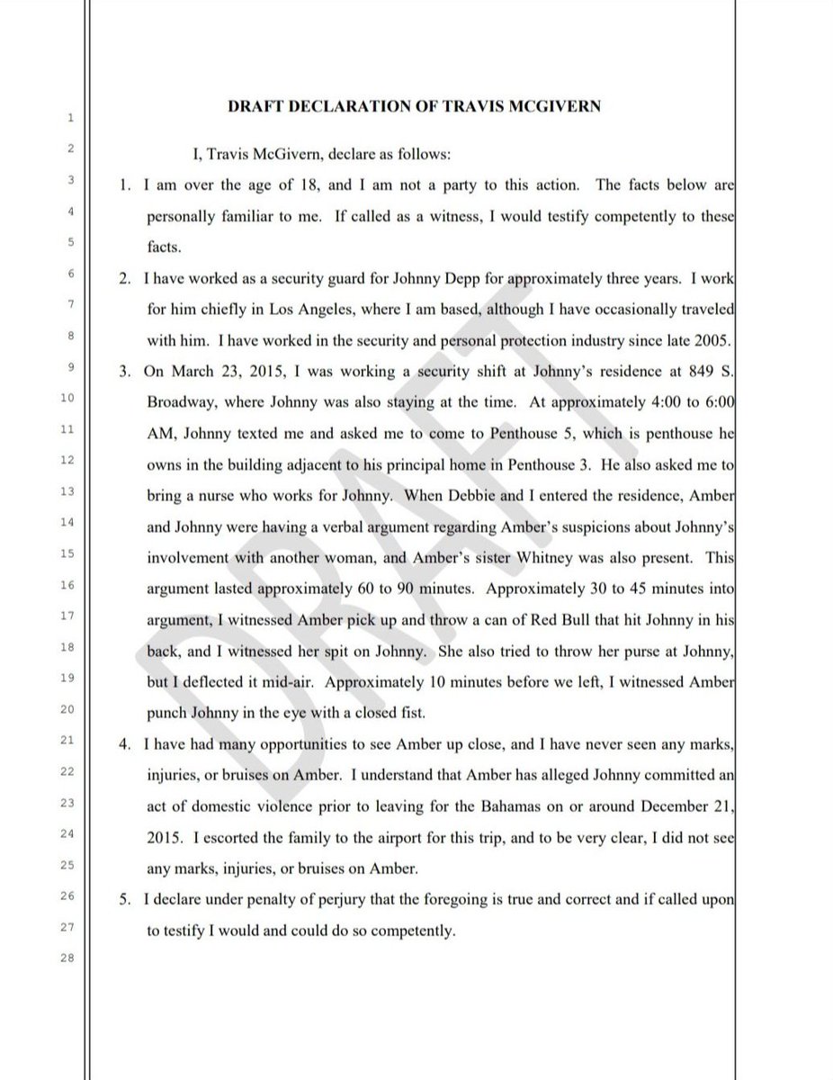 Just a few weeks later, AH claims her sister put herself between her and JD, that's the "only time" she admitted to hitting him in court docs. Her sister hasn't confirmed this. The only witness who's testified gives different accounts, he also didn't see any injuries in Dec 2015.