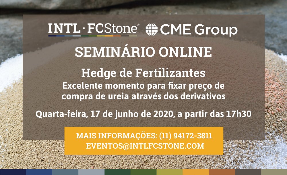 Evento #Online de #Fertilizantes: Hedge Nitrogenados Safrinha 2021. Participe com a INTL FCStone e CME Group, junto aos nossos especialistas, no dia 17 de junho, próxima quarta-feira, a partir das 17h30. Inscreva-se gratuitamente: attendee.gotowebinar.com/register/54885…