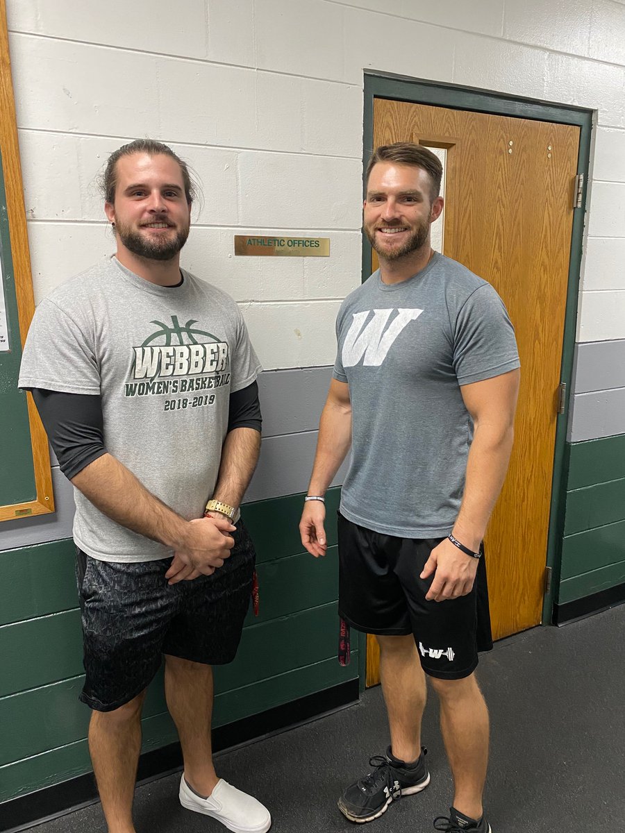 Webber_edu's tweet photo. We ❤️ our Athletic Dept. staff!! Drew and Tyler were busy in the Fitness Center and we caught up with our Athletic Director, Darren Richie, on the field. Check back tomorrow for some exciting news about our equipment! #WebberAthletics https://t.co/X8NqW0oA6K