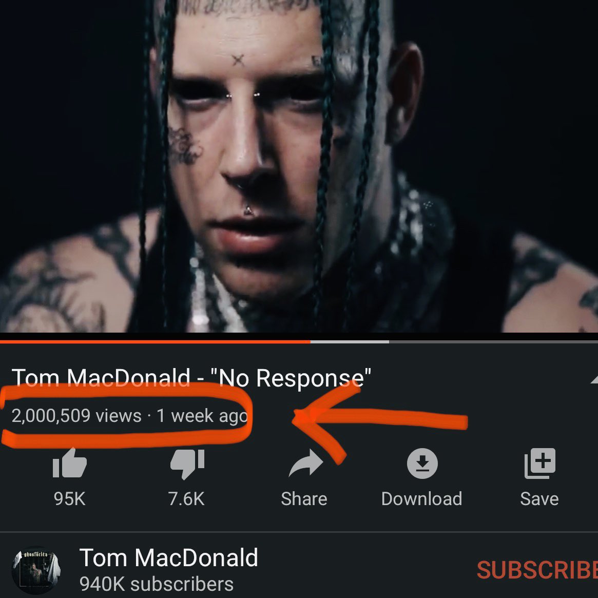 IAMTOMMACDONALD's tweet image. My latest video”No Response” just broke 2 MILLY!

Thank y’all so much 🙏🏻 You tell me all the time that you’re glad you found me...but I’m glad I found YOU. I guess we’re all glad that we found each other. Love y’all so much ❤️