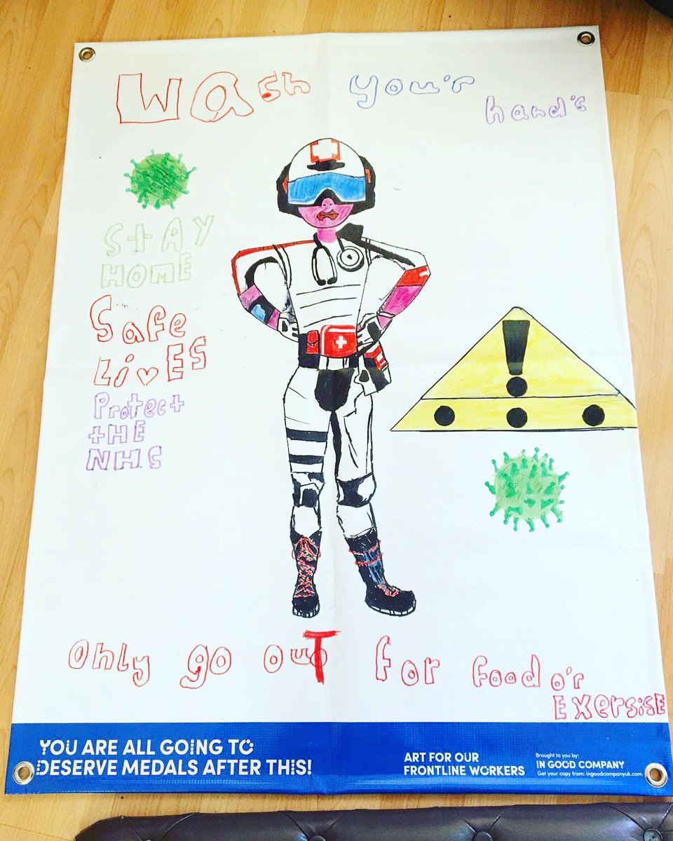 So exciting to get the first image of our ‘Anyone can be an artist’ #posterforthepeople banner - this one is from Logan who is 9 years old from Swansea ❤️🙏🌈

Head to: ingoodcompany.webshop.fyi to get your own banner and pens to join in and Thank the Frontline workers in your area