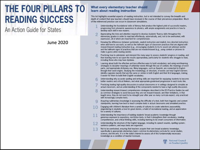 letrslady's tweet photo. Margie Gillis shared The 4 Pillars to Reading Success: An Action Guide for States. #PALitSymposium  #readingisnotnatural #followtheresearch #teacherprep #tools #evaluatematerials #externalsupports @NCTQ 
https://t.co/KvKDlupJBb https://t.co/sgaYosWQkb