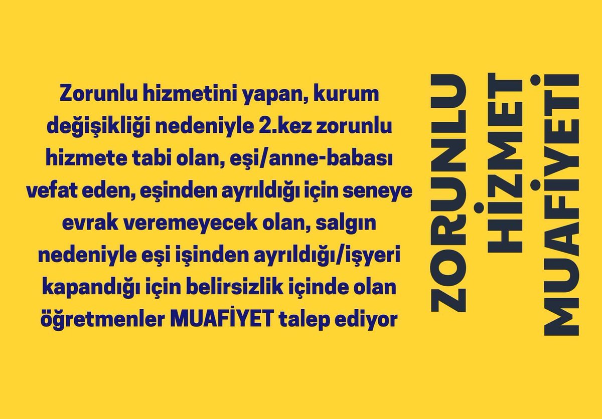 Soner50200872's tweet photo. Zorunlunun ÇözümüMuafiyet
Istegimiz duyulsun artık https://t.co/HFQqUHRcBv