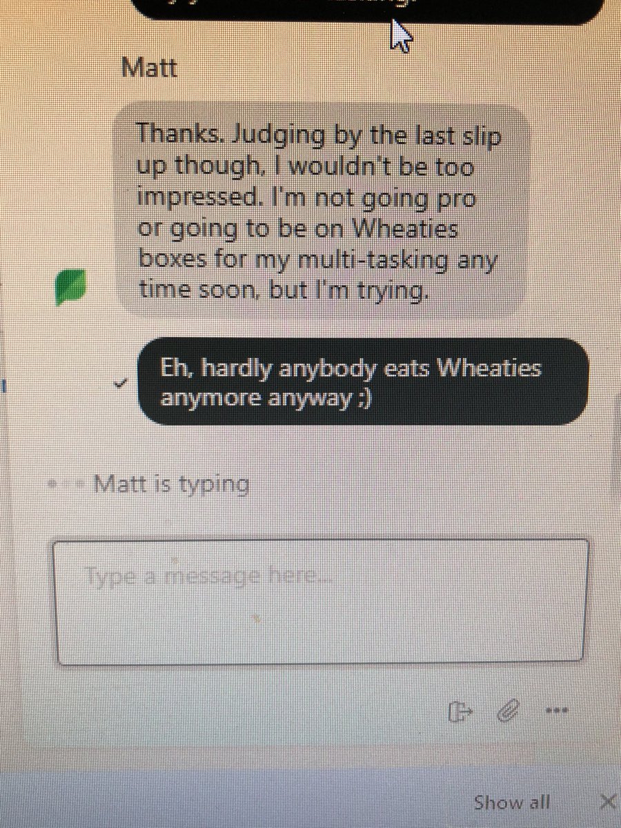 CatFoster2's tweet photo. Thanks for the laugh while on customer support chat, @sproutsocial @SproutSupport. I appreciate the humor on what’s undoubtedly a busy day/week/month/year/decade https://t.co/5At21Nllwl
