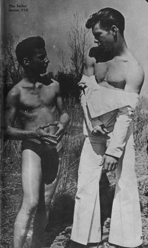 creatureblackl1's tweet photo. Ernie Jones (in sailor outfit, heart and dagger tattoos on arm) and Mike [Photos by Frank Borck, attributed to B.D.R. aka BDR] Toronto (also sold through address in Buffalo), 1964 or earlier #erniejones #frankborck #bdrstudio #vintagemen https://t.co/VNKZqFBXPJ
