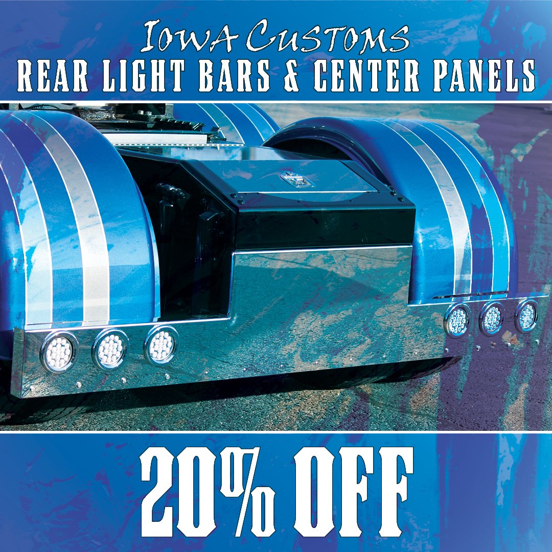 4StateTrucks's tweet photo. Get 20% OFF All Iowa Customs Rear Light Bars & Center Panels! Click here to shop! https://t.co/Ksx67QzMs0 Sale Ends 6/30/20 @ 11:59PM CST.
#4StateTrucks #ChromeShopMafia #chrome #chromeshop #customtrucks #semitrucks #trucking #customrig #bigrig #largecar #trucker #IowaCustoms https://t.co/M8o9teB4XC