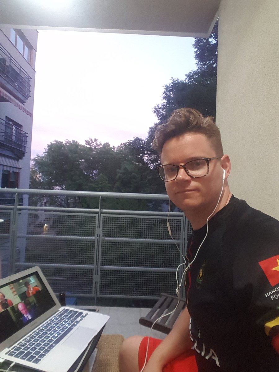 Watching from Warsaw, Poland. Banished to the balcony as babies are sleeping and I dont know how to be quiet! #quicklykevin <a href="/QuicklyKevin/">Quickly Kevin</a>