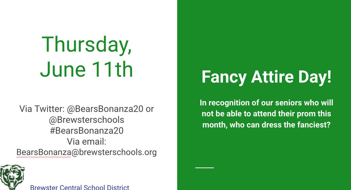 It's not too late in the day to dress fancy!  Bears Bonanza lives on!  <a href="/brewsterschools/">Brewster Central School District</a>