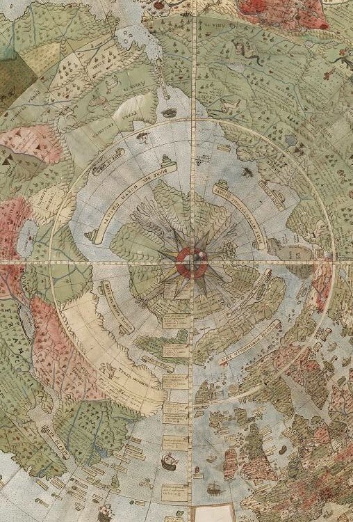 You’ll notice that on the maps proceeding this post almost all of them describe 4 land masses with a large rock in the centre of the map which they presumed was magnetic due to their compasses constantly pointing in that direction