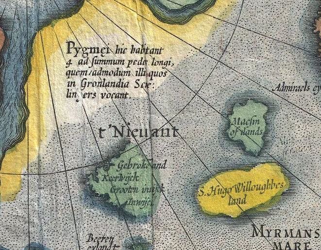 Mercurs notes say that of the 4 land masses one was inhabited by what he later called “Pygmies” which were small statured people around 4ft in height. Mercator went on to describe the land;
