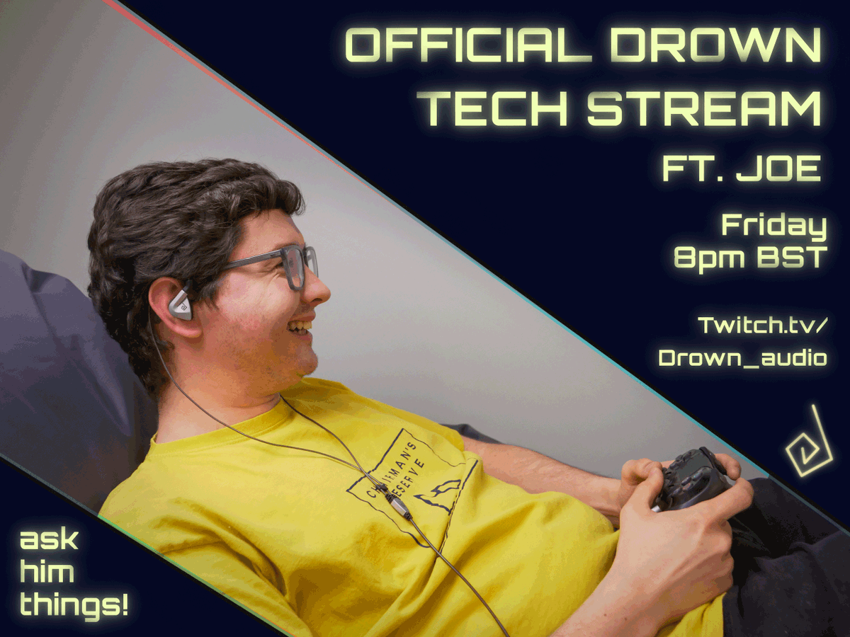 AudioDrown's tweet photo. Adam is live at https://t.co/LpfjM5bKBt right now! Be sure to tune in at the same time tomorrow to check out our product design engineer Joe throwing his ear into the ring! #drownaudio #gamechanging https://t.co/h4PKPMIooH