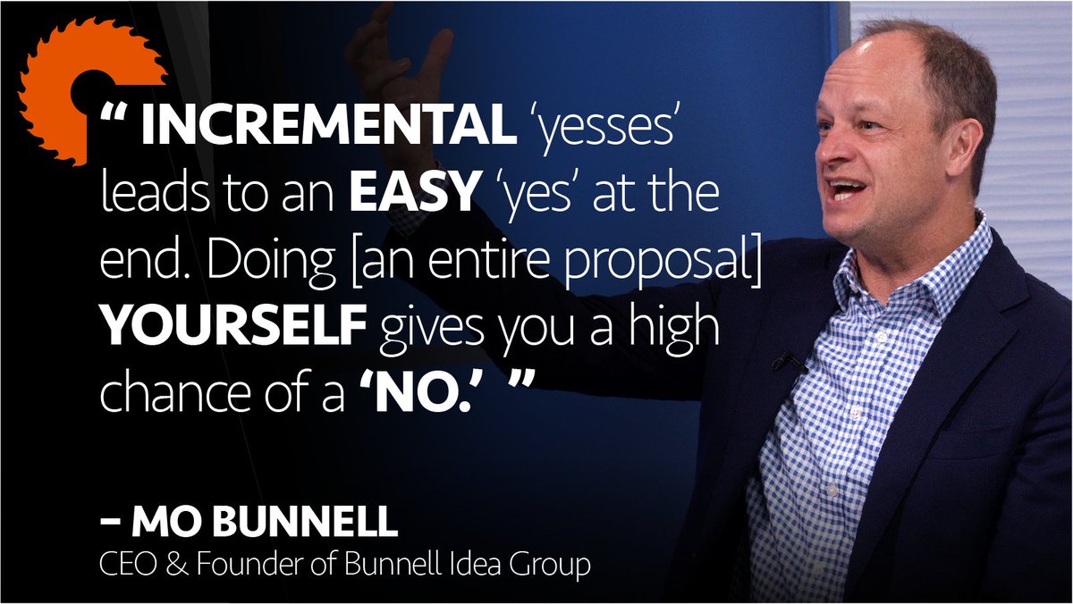 IndustrialSage's tweet image. “Incremental ‘yesses’ leads to an easy ‘yes’ at the end. Doing [an entire proposal] yourself gives you a high chance of a ‘no.’ ” bit.ly/36Edzgn

More on sales from @MoBunnell, CEO &amp;amp; Founder of @GrowBIG_BD
#sales #discprofiles #thesnowballsystem #GaryVeeChallenge