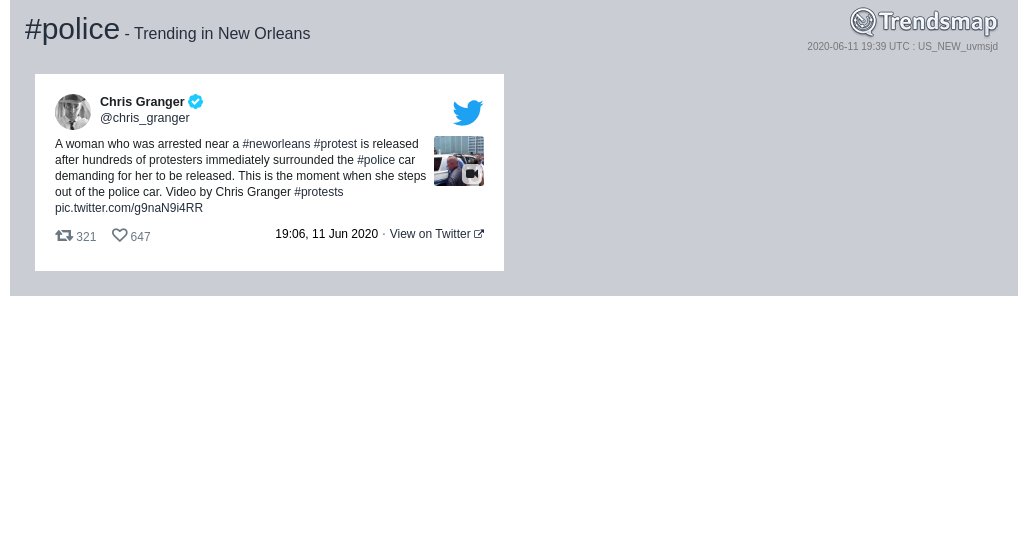 TrendsNOLA's tweet photo. #police is now trending in #NewOrleans

https://t.co/CM1Fv5sfLm https://t.co/ZgpnNSAe6u