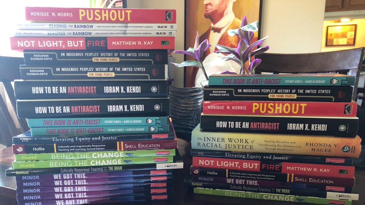 triply_t's tweet photo. I’m so hopeful about these new additions for our school’s professional library. I’m so grateful I ordered them before many were in such high demand. I’m elated that they are. https://t.co/z4DqhJ3g0g