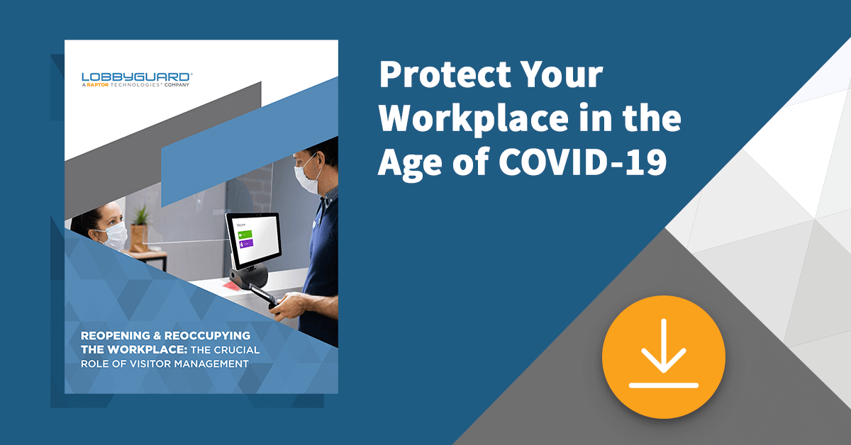 As workplaces begin to #reopen, new processes and tools are essential for companies to screen visitors for #COVID19 and facilitate #contacttracing. Download our new eBook to learn how to protect the #healthandsafety of those in your buildings here: bit.ly/2XQtPYW