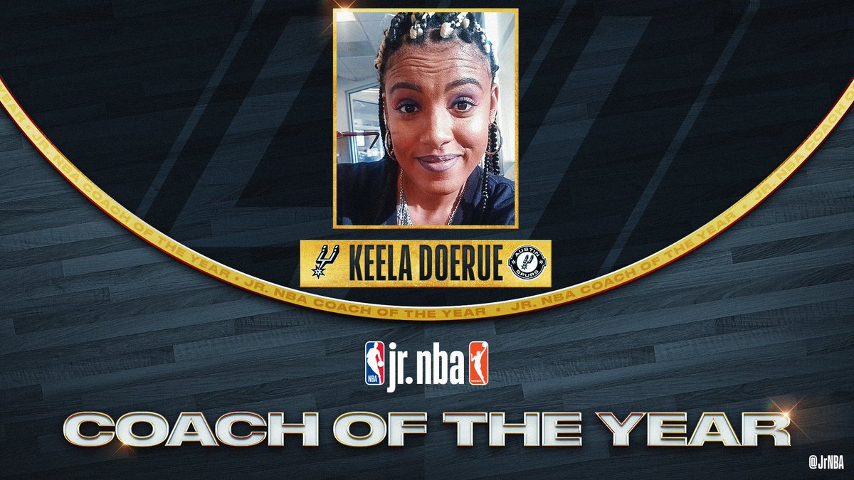 Congratulations to the 2020 Jr. NBA Coach of the Year, Keela Doerue 🙌

As both a teacher and coach, <a href="/BballPhoenix/">Keela Doerue</a> has helped to eliminate barriers and level the playing field for her community‼️ Keela was nominated by the <a href="/spurs/">San Antonio Spurs</a> &amp; <a href="/austin_spurs/">Austin Spurs</a> 👏 #JrNBACOY #NBATogether