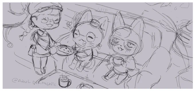 Today I'll be streaming around 11 pm. (CEST).
I feel like doing a landscape like I did with the Pokémon ones, but this time with the beautiful @LenacchiArt 's coffee shop from Animal Crossing ☕✨ 