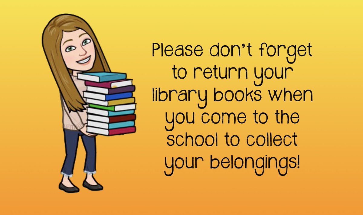 MrsFabbro's tweet photo. Hey @St_EVAN_Caledon! Please don't forget to bring back any Library books you have at home when you come to the school to pick up your child's belongings! https://t.co/D31LHNGdo4