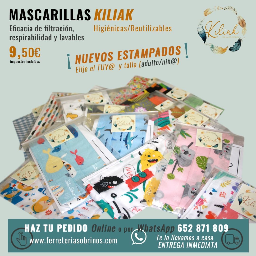 FSobrinos's tweet photo. En #FerreteríaSobrinos tenemos las mascarillas reutilizables #Kiliak

#Ecológico #Reutilizable #Slowfashion #Madeinspain #ApoyoAlPequeñoComercio https://t.co/CoxHcaRtzZ