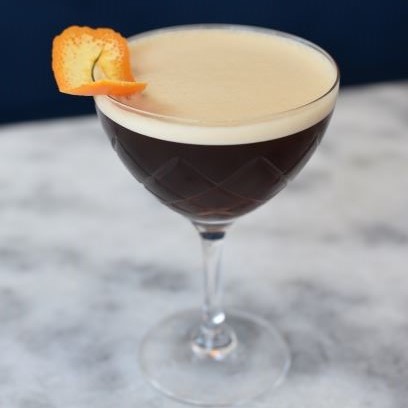 HighNoteATX's tweet photo. End your work day on a High Note with our High Noon.🍹Made with Knob Creek whisky, Third Coast cold brew, maple, and garnished with orange. https://t.co/r2qG8VBndN