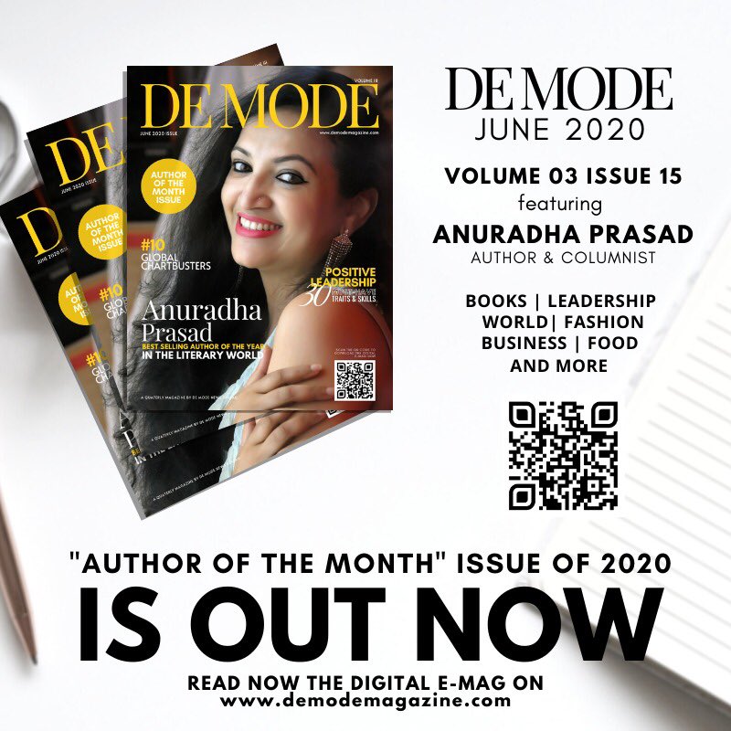 magazinedemode's tweet photo. DE MODE JUNE 2020 ‘AUTHOR OF THE MONTH’ ISSUE featuring Anuradha Prasad, Author & Columnist is OUT NOW!!!
Read the full issue now on https://t.co/XmioUGR7FQ
#demode #demodemagazine #demodemagazineanuradhaprasad #anuradhaprasad #authorofthemonth #book #Leadership #NewYorkCity https://t.co/d8R5GEDzS1