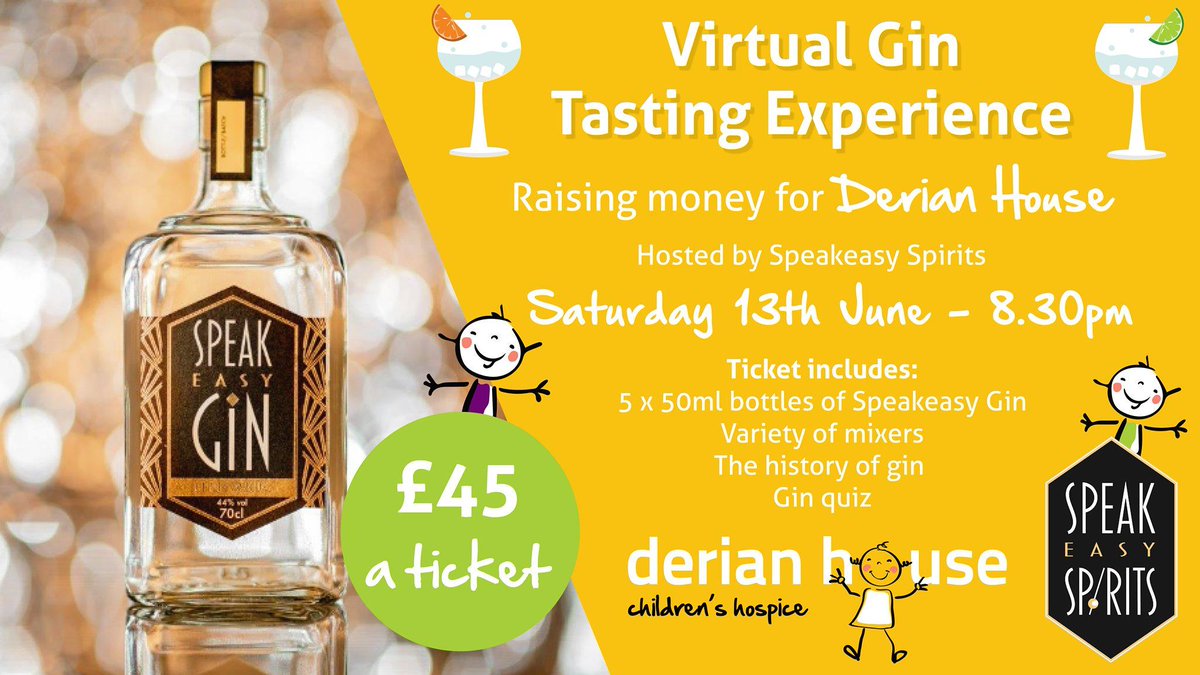 speakeasyginuk's tweet photo. ONE OFF GIN TASTING EVENT!

Saturday 13th June is World Gin Day 2020

Celebrate in style and support Derian House Childrens Hospice

ALL PROCEEDS GO TO Derian House

Get your ticket NOW to secure your space https://t.co/vs2TydV7cq

🍸😋😃
#healthandsocialcare
#GIN
#CHARITY https://t.co/4b1smeWrjD
