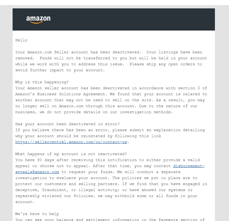 peacemaker_0310's tweet image. Last two weeks, Amazon has been terrorizing sellers - thousands of accounts are deactivated due to 'RELATED accounts' reason. The support service replies with templates and does not help in solving the problem at all.
The Amazon community is seriously concerned.@JeffBezos @ajassy