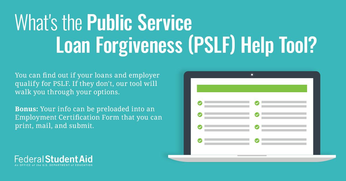 FAFSA's tweet image. Hey, #Classof2020! Taking your degree to the public sector? Our Public Service Loan Forgiveness (PSLF) Help Tool can help you understand the eligibility requirements of PSLF, so you’re set up for success: bit.ly/2MRB3Ww