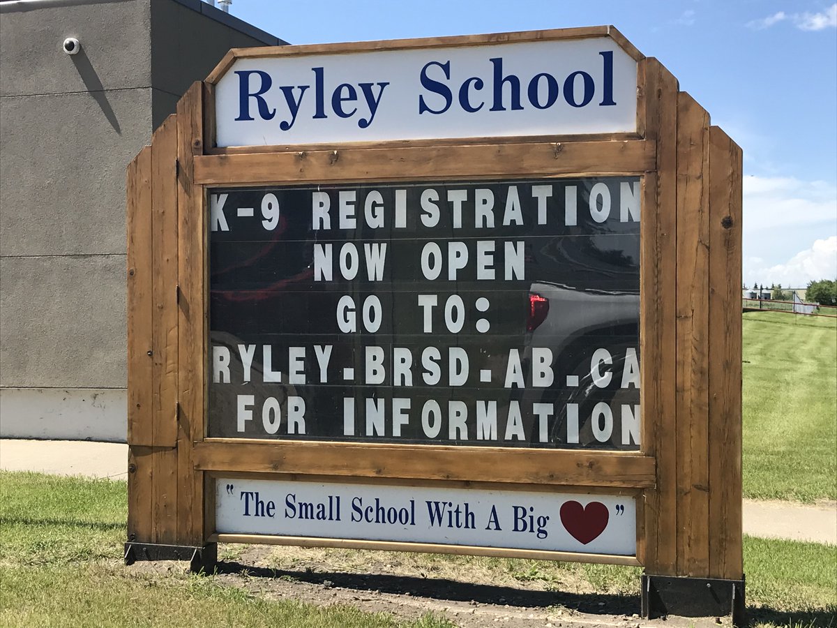 2020-2021 K-9 registration is now open! Visit our website (ryley.brsd.ab.ca) for more information!