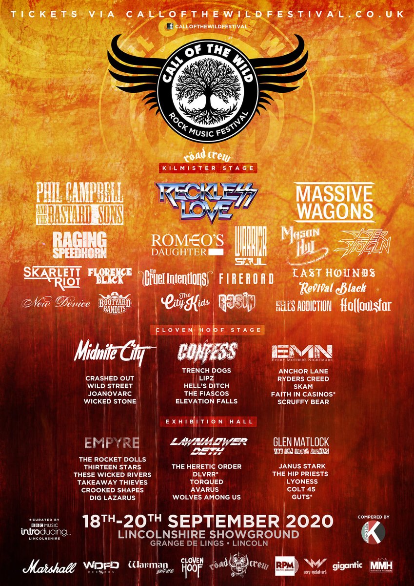 MMH - The Home Of Rock Radio (@mmh_radio) on Twitter photo <a href="/callofthewildf1/">Call of the Wild Festival</a> 18th-20th Sept <a href="/LincsShowground/">Lincolnshire Showground</a>
<a href="/MassiveWagons/">Massive Wagons</a> <a href="/RecklessLoveCom/">Reckless Love</a> <a href="/PCATBS/">Phil Campbell & TBS</a>
Get Tickets Here
mmhradio.co.uk/events/call-of…
<a href="/GlenMatlock/">Glen Matlock</a> <a href="/JanusStark1/">Janus Stark</a> <a href="/wearecolt45/">COLT 45</a> @gutspunx <a href="/TheCityKids1/">TheCityKids</a> <a href="/romeosdaughter/">Romeo's Daughter</a> <a href="/TCIofficial/">The Cruel Intentions</a> <a href="/Confessofsweden/">Confess</a> <a href="/hellsditchmusic/">Hell's Ditch</a> @elevationfalls <a href="/callofthewildf1/">Call of the Wild Festival</a> 18th-20th Sept <a href="/LincsShowground/">Lincolnshire Showground</a>
<a href="/MassiveWagons/">Massive Wagons</a> <a href="/RecklessLoveCom/">Reckless Love</a> <a href="/PCATBS/">Phil Campbell & TBS</a>
Get Tickets Here
mmhradio.co.uk/events/call-of…
<a href="/GlenMatlock/">Glen Matlock</a> <a href="/JanusStark1/">Janus Stark</a> <a href="/wearecolt45/">COLT 45</a> @gutspunx <a href="/TheCityKids1/">TheCityKids</a> <a href="/romeosdaughter/">Romeo's Daughter</a> <a href="/TCIofficial/">The Cruel Intentions</a> <a href="/Confessofsweden/">Confess</a> <a href="/hellsditchmusic/">Hell's Ditch</a> @elevationfalls