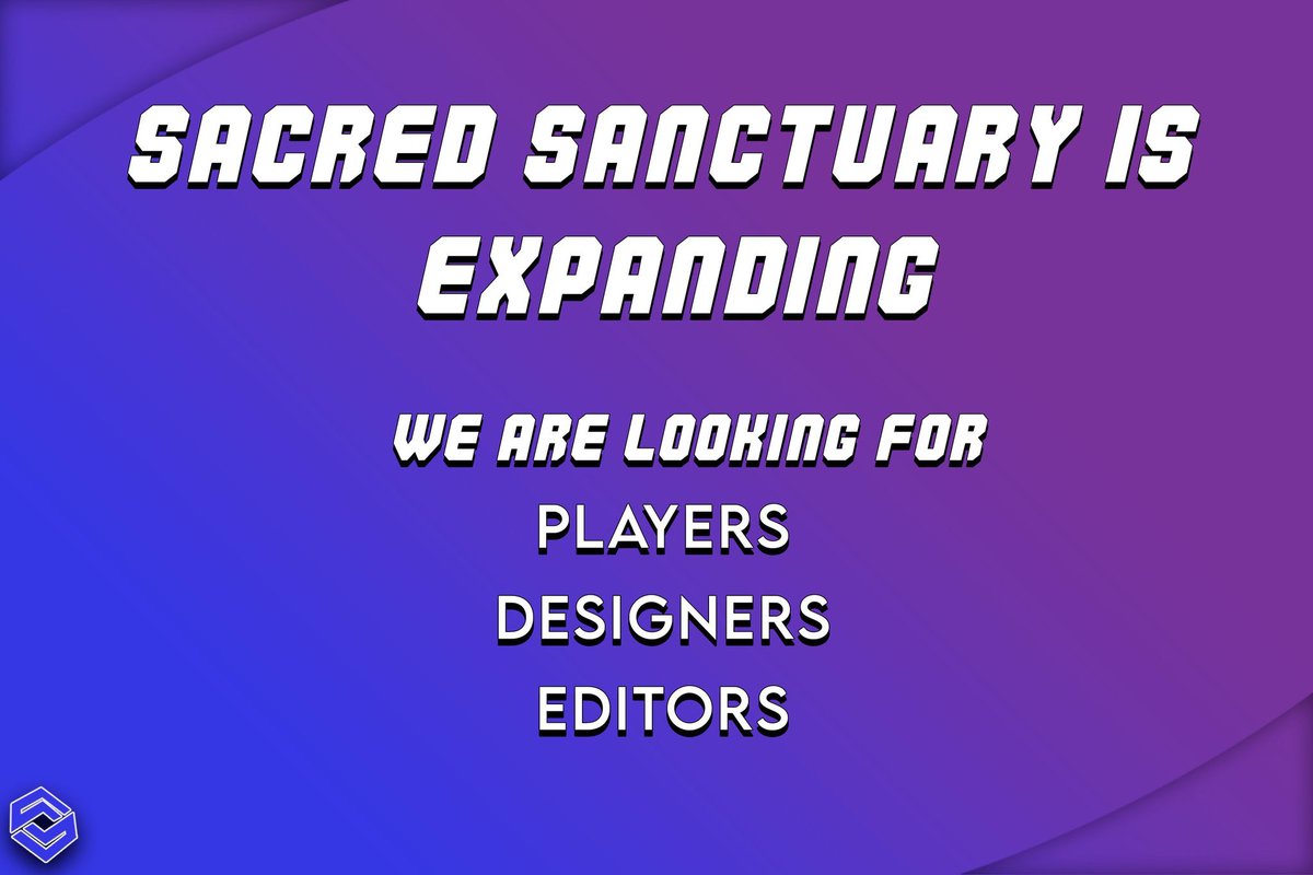 SacredSanc's tweet photo. Want to join sacred? Now is your chance! We are recruiting designers , editors and players. Tag people you want to see go for this rc. More details in this video https://t.co/QiIRgZBaP0 https://t.co/0jLeyMAYi7