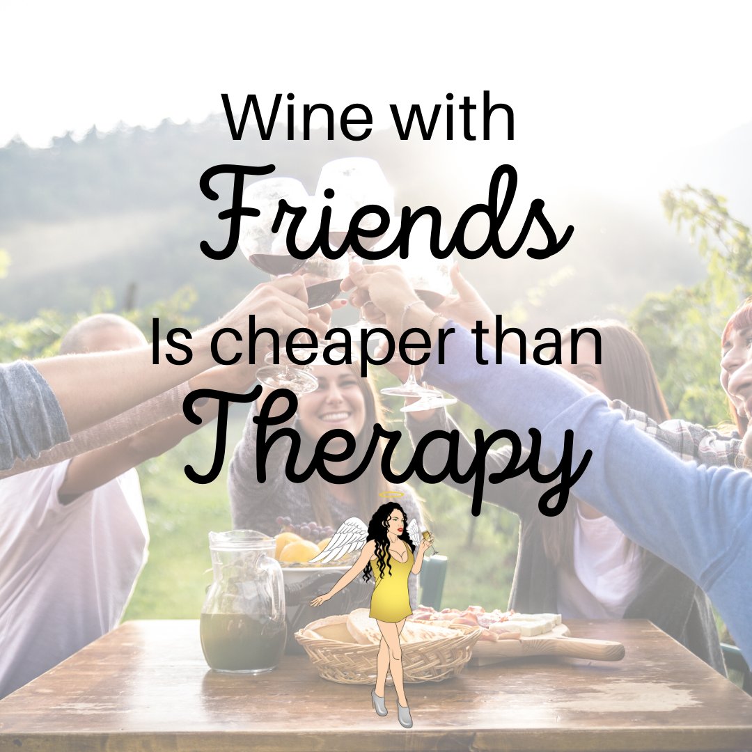 Wine with Friends Is cheaper than Therapy. 🍷 

.
.
#thristythursday #winewithfriends #winethursday #winelover #wine #winetime #cheers #winelifestyle #tastesmalllivebig #wineinfluencer #drinkwine #dontworrybehappy #bethankful #begrateful #beoptimistic #winefriends