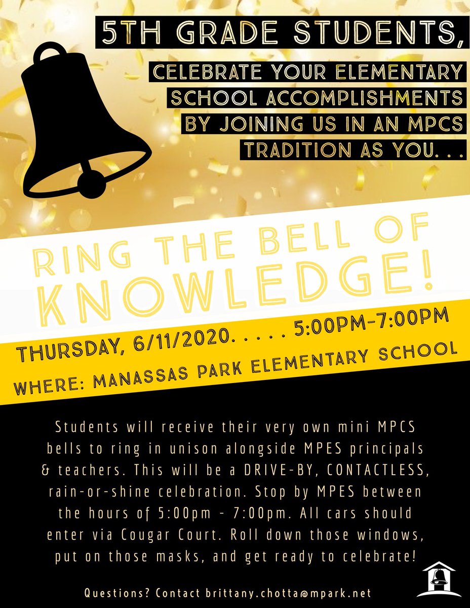 We are excited to celebrate our 5th graders tonight!  Come to the elementary campus between 5:00 and 7:00 to ring the Bell of Knowledge! <a href="/MPCSVA/">MPCSchools</a>