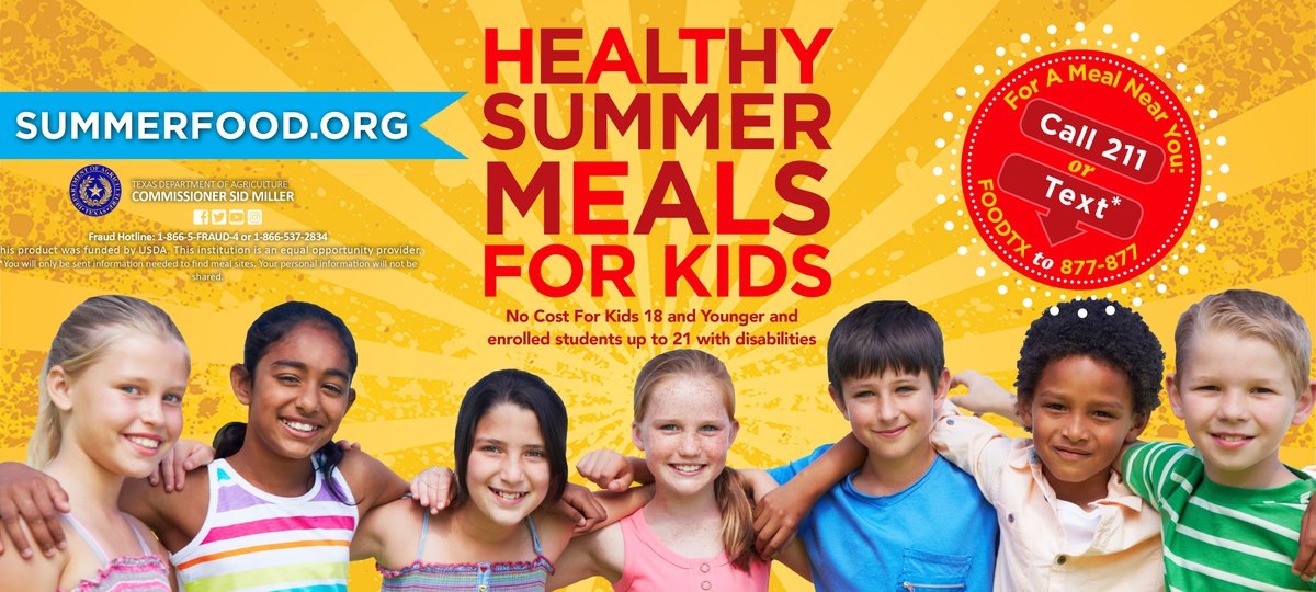 REMINDER: FREE Summer meals, breakfast &amp; lunch, are available for students 18 &amp; under. Locations, dates &amp; times ---> tylerisd.org/Page/33136