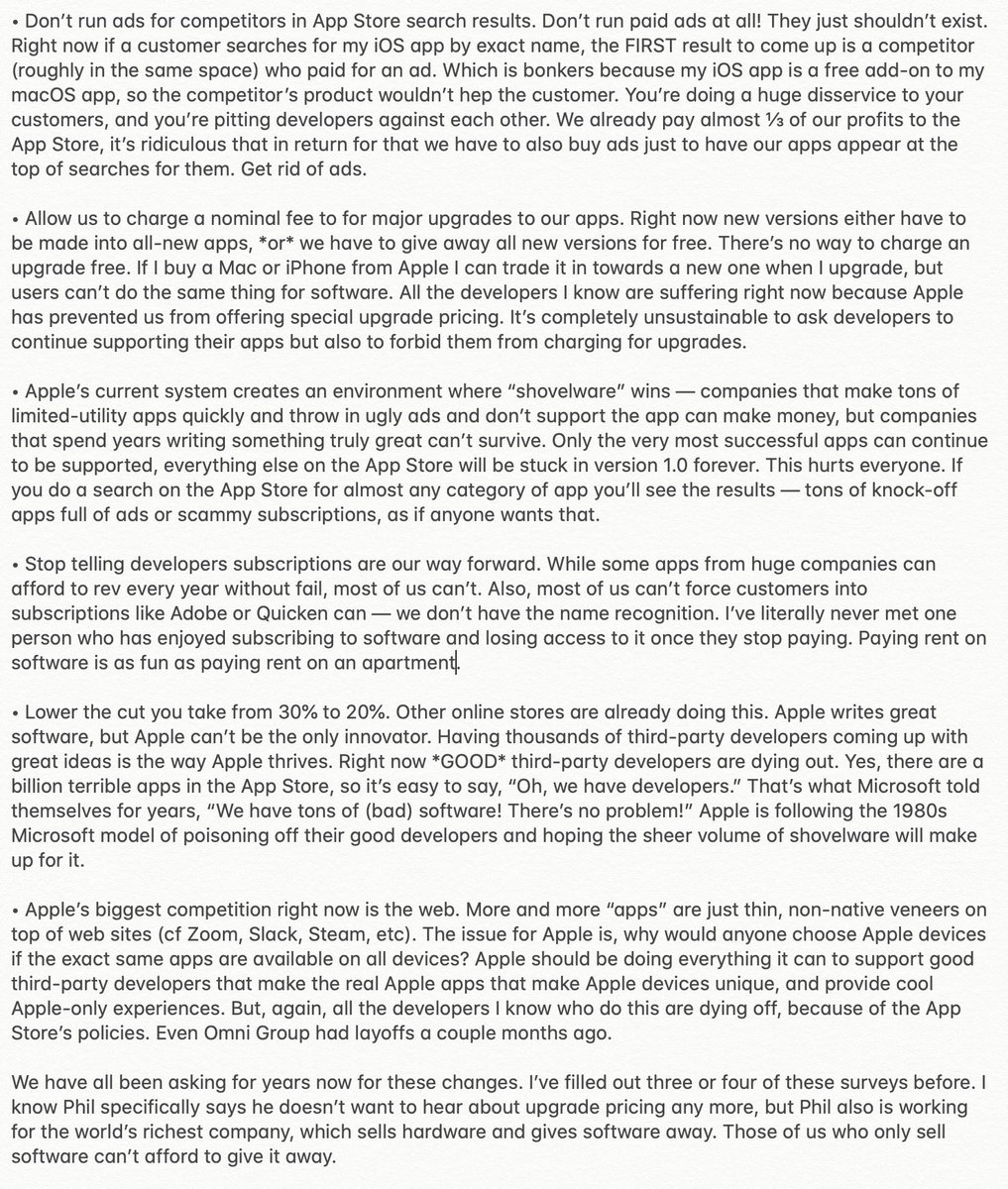 wilshipley's tweet image. Every year I fill out this survey from Apple, for Apple developers. Every year nothing changes.