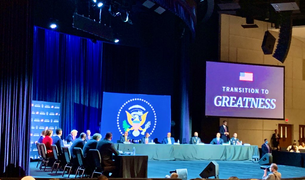 Alyssafarah's tweet photo. Hi from Dallas - where @realDonaldTrump is holding a roundtable w/ law enforcement, Faith leaders, &amp; community leaders on police reform &amp; empowering forgotten communities. https://t.co/RMXFhUqnvi