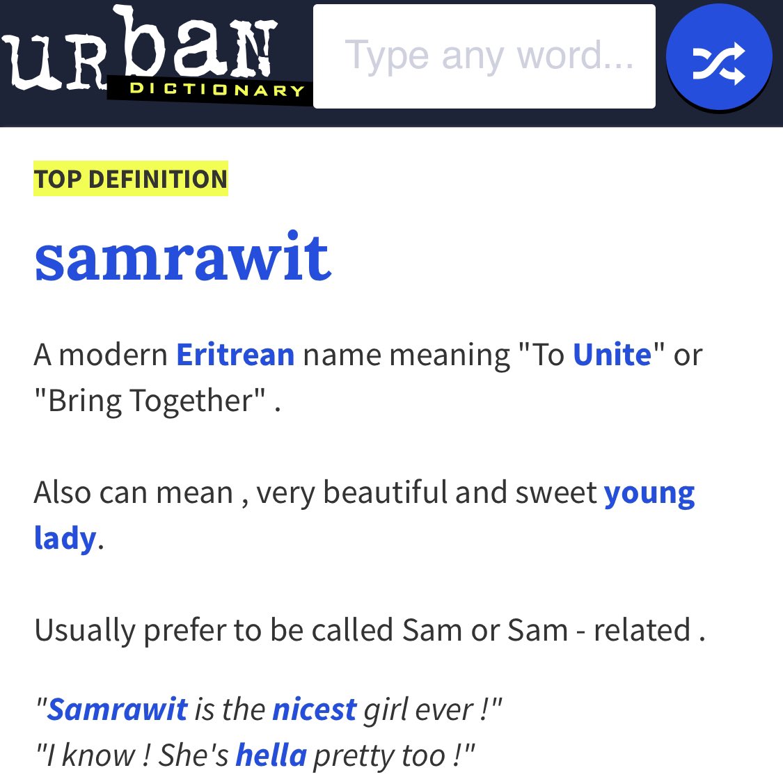im_samrawit's tweet photo. My name is Samrawit, it’s not complicated, it’s a beautiful name it means “she who unifies”. Don’t feel bad for getting it wrong, feel bad for not even trying. #samrawit #curlconnoiseur https://t.co/jRrqgJKd83