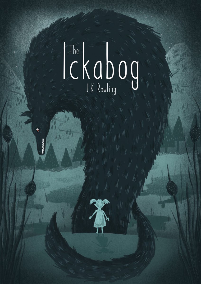 lornapascoe's tweet photo. @TheIckabog @jk_rowling 
I’m 24 years old but I couldn’t resist joining in with the Ickabog fun!
This is my take on the Ickabog as a book cover design 🌑
Seeing all the children’s wonderful creativity is brightening my days  🌈
#illustration #bookcover #TheIckabog https://t.co/NIBNpUe4Ff