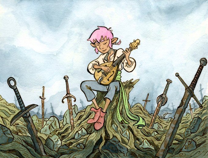 I'm very excited to announce my new graphic novel, THE LEGEND OF BRIGHTBLADE! It's a story about a trio of bards, a long journey, and the way stories shape us. I can't wait for you all to meet Alto, Clarabel, and Ebbe. 