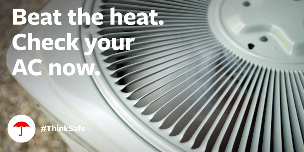 Is your air-conditioning system ready for the summer heat? Have it inspected sooner rather than later. tkpl.us/f5g40 #ThinkSafe