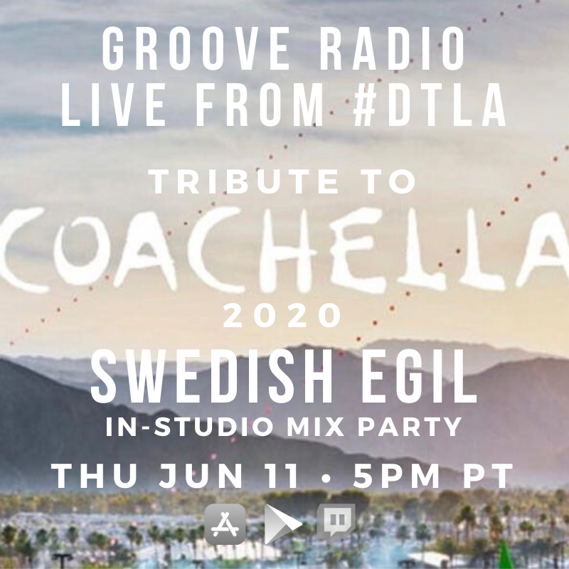 SwedishEgil's tweet photo. #GrooveLIVE #ComingUp at 3PM #Top5Grooves #ClassicVinyl and I’ll be IN-THE-MIX with another livestream DANCE PARTY at 5PM with my #COACHELLA 2020 TRIBUTE - music from the lost line-up🦅 @GrooveRadio @PioneerDJ @bassbossrocks https://t.co/v4fvTt3d7C