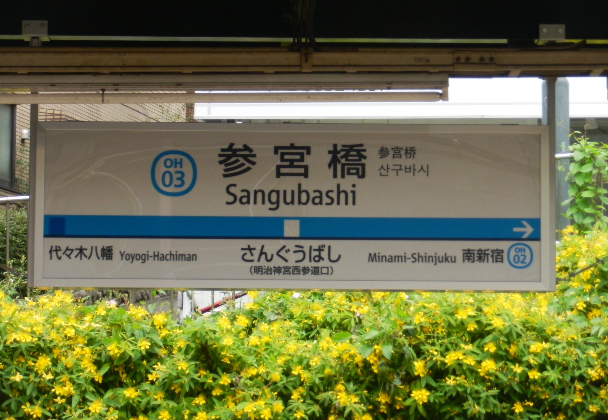 O Xrhsths たけっち Sto Twitter 小田急小田原線参宮橋駅の吊り下げタイプの駅名標更新されてた 副駅名も記載 建植タイプは未更新 小田急の23区内駅名標未更新は喜多見駅だけとなった具合か もじ鉄 T Co J5qedq8lzc Twitter