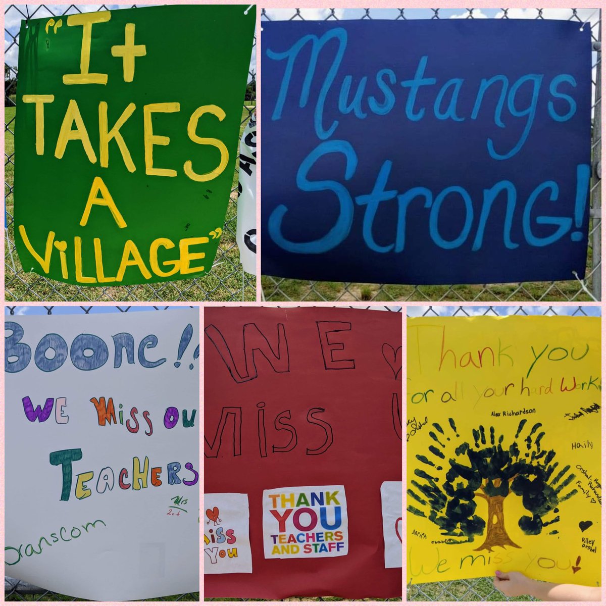777_Melly's tweet photo. Silver linings of the toughest end of school ever:🌈 Our resilient 5th grdrs are ready to conquer MS, parents decorated our school fence line with posters &amp; messages of love, and our staff voted on the BEST school theme for next year: “TOGETHER WE RISE!”🙌🏼 Yes we sure will!💪🏼❤️ https://t.co/QhbJkSRuZz