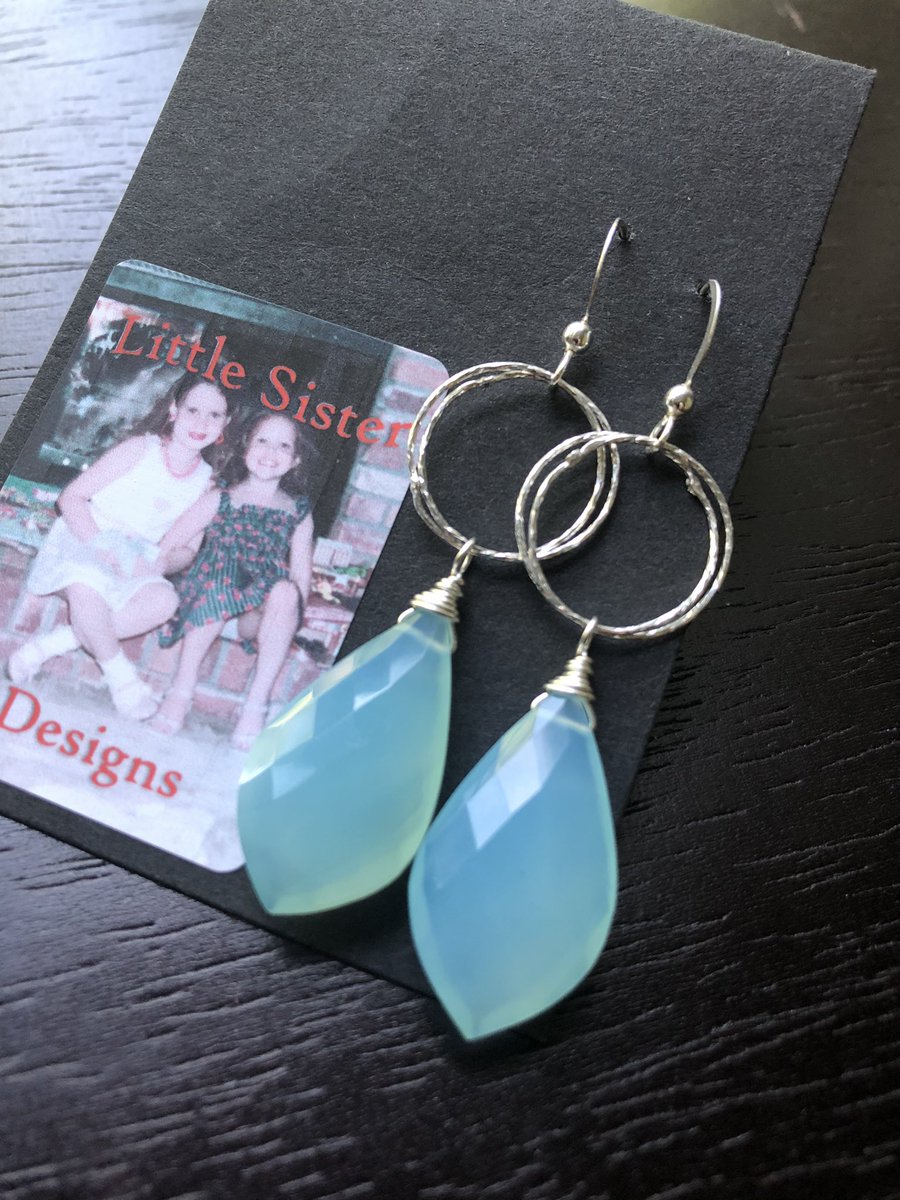 LittleSisterDe1's tweet photo. Summer is upon us! Get in the zone with these bright blue Chalcedony earrings, featuring stones the color of the summer sky and delicately textured sterling silver links. Chalcedony earrings, $56. https://t.co/Ex8hIgGe7P