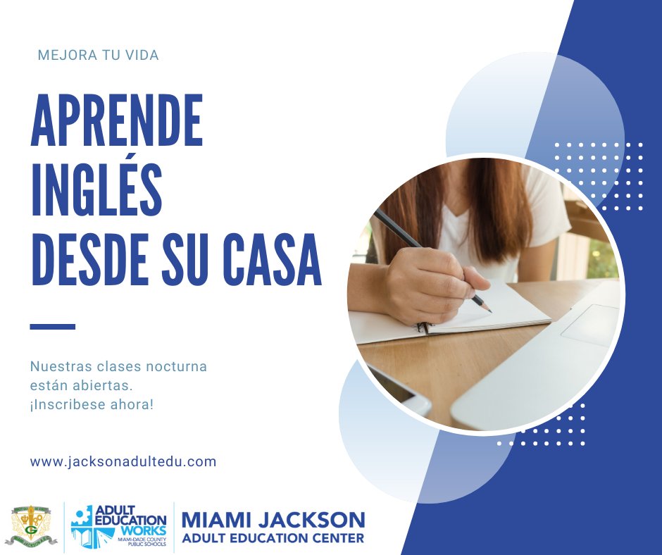 Jackson_Adult's tweet photo. Llame hoy al 📞 786-328-2844 o vaya a nuestra página web 🖥️ https://t.co/OwukMeZ61u para mas información
#MJAEC #MDCPSadulted #IgniteTheVision #MDCPSLearns #MDCPS #BurlingtonEnglish #GetStarted #MiamiDade #SouthFlorida #DadeCounty #LearnWithJacksonAdultEd #AdultEducationWorks https://t.co/xKeXMzbdzW