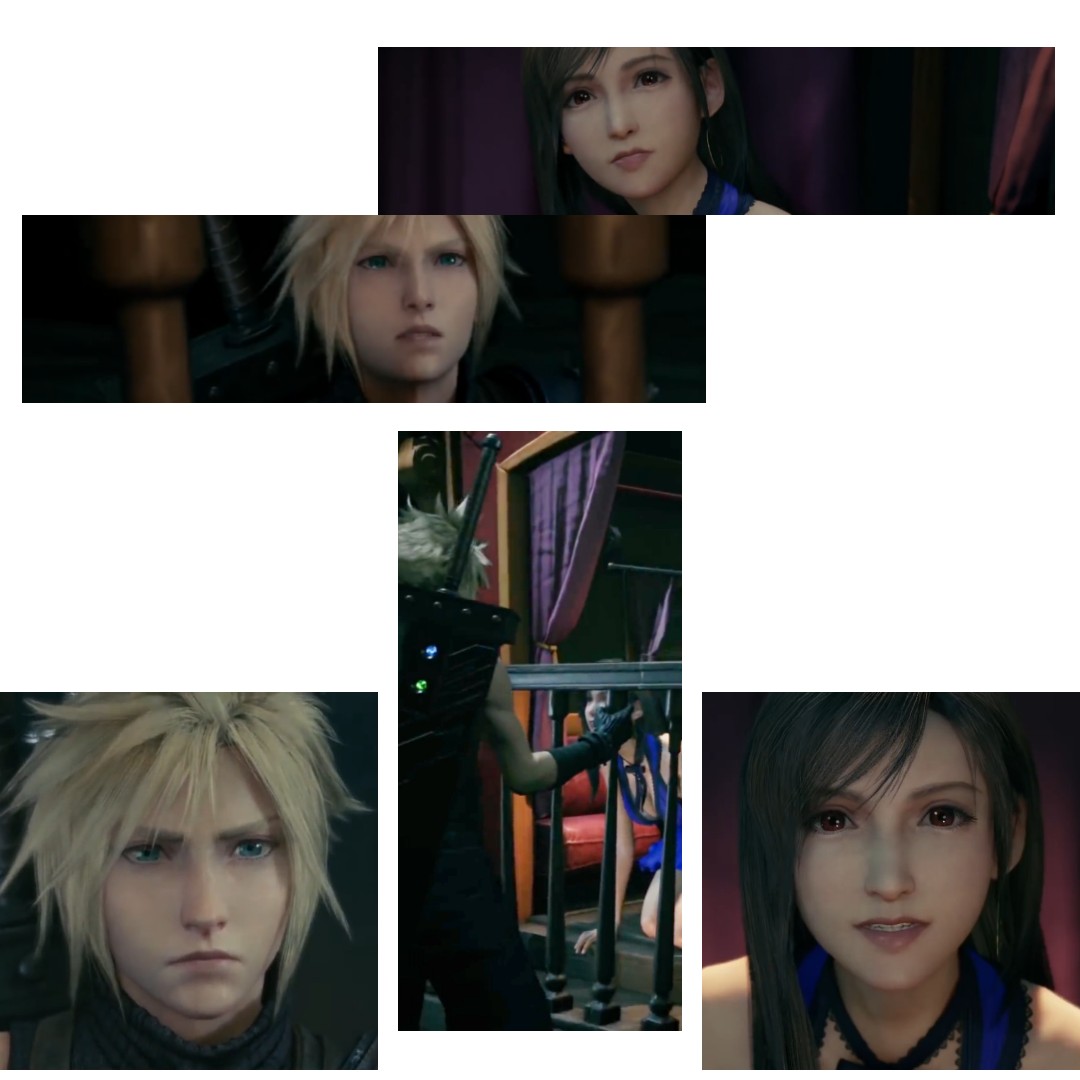 SE gave us their expanded moment. We got Cloud chasing after Tifa this time (+his infamous pouty face)
