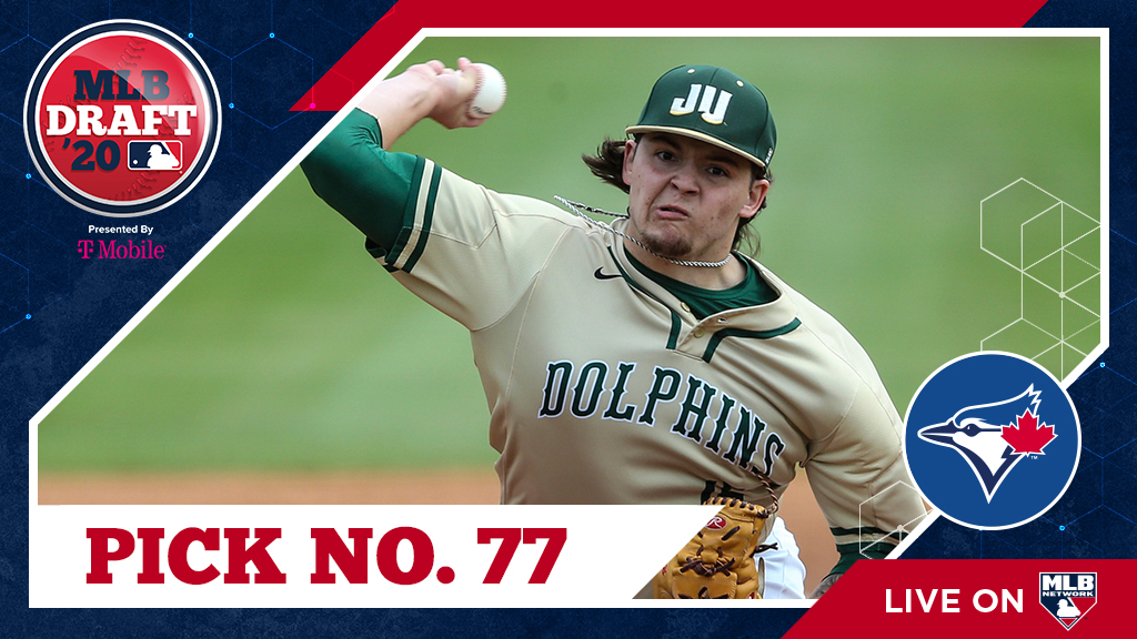 MLB Draft (@mlbdraft) on Twitter photo With their 3rd-round pick (No. 77 overall) of the 2020 #MLBDraft, the #BlueJays select <a href="/JUBaseball/">Jacksonville Baseball</a> RHP Trent Palmer, No. 114 on the Top 200 Draft Prospects list: atmlb.com/2MM8euw
Watch live: atmlb.com/2BE9EF5 With their 3rd-round pick (No. 77 overall) of the 2020 #MLBDraft, the #BlueJays select <a href="/JUBaseball/">Jacksonville Baseball</a> RHP Trent Palmer, No. 114 on the Top 200 Draft Prospects list: atmlb.com/2MM8euw
Watch live: atmlb.com/2BE9EF5