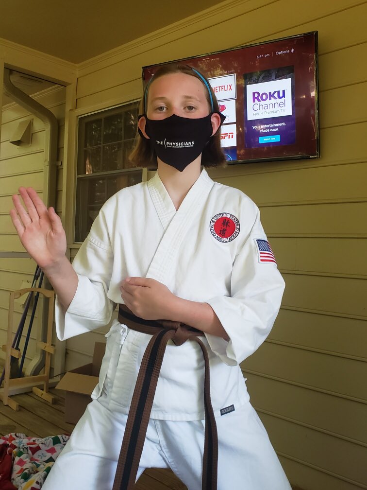 ThePhysicians's tweet photo. We even have your “back” at karate practice. Stay safe and well! 

Thanks to our very own RN Valerie for sharing this photo. https://t.co/BDnJVm4Vwr