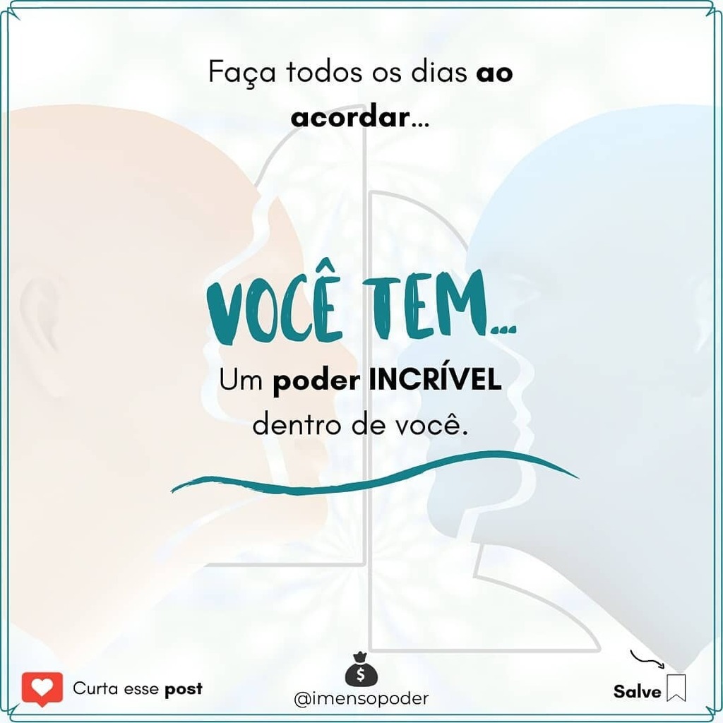 ImensoPoder's tweet image. O poder da nossa #mente é incrível e só precisamos praticar algumas coisas simples pra ativar coisas #extraordinárias na nossa vida! 😉
.
Que tal começar a pratica essa #afirmação todos os dias ao acordar? Pratique! 😉😍
.
.
#nossamente #poderosamente #mentesubconciente #pratic…